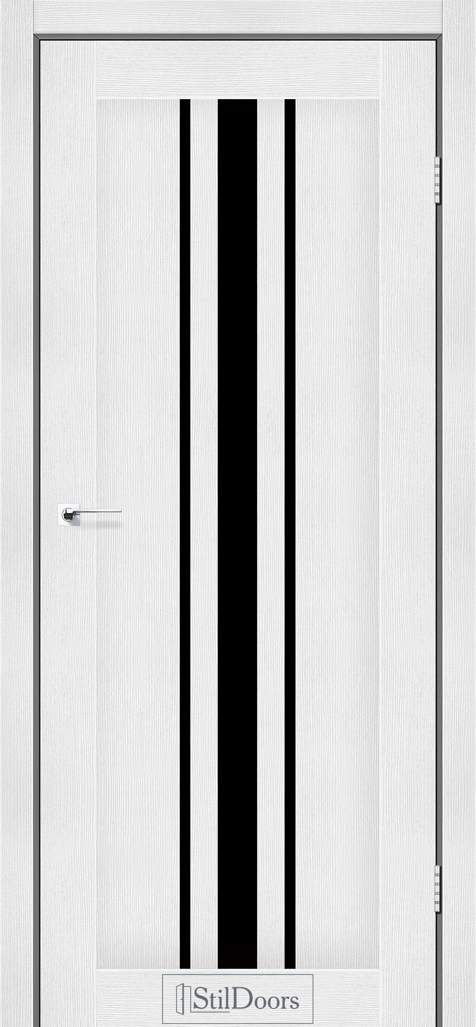 ARIZONA_WW_black Дверное полотно StilDoors Arizona с черным стеклом (белое дерево)